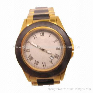 Watch, Made of Gold SS/Chocolate Wooden Combined, Citizen Miyota Movement